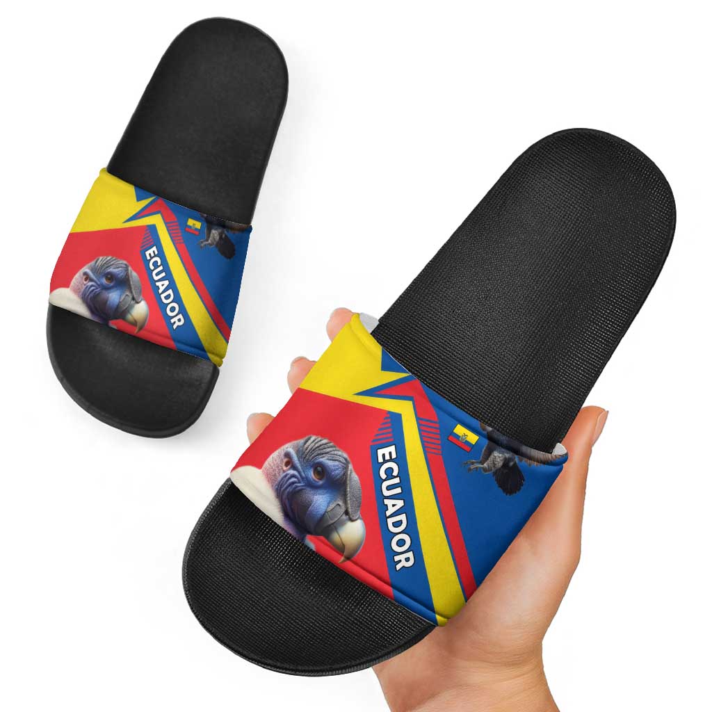 Ecuador Slide Sandals with Andean Condor and Chevron Stripe Design - Wonder Print Shop