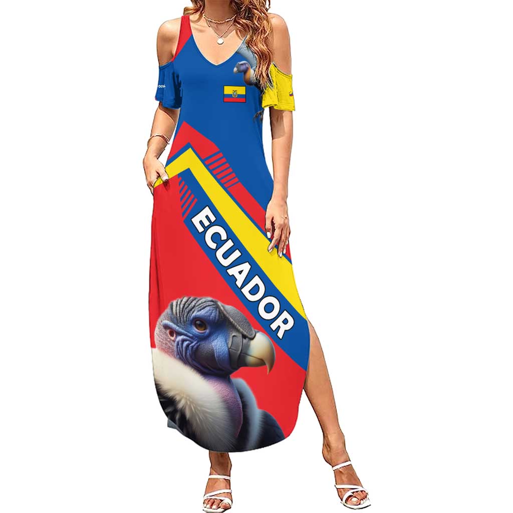 Ecuador Summer Maxi Dress with Andean Condor and Chevron Stripe Design - Wonder Print Shop