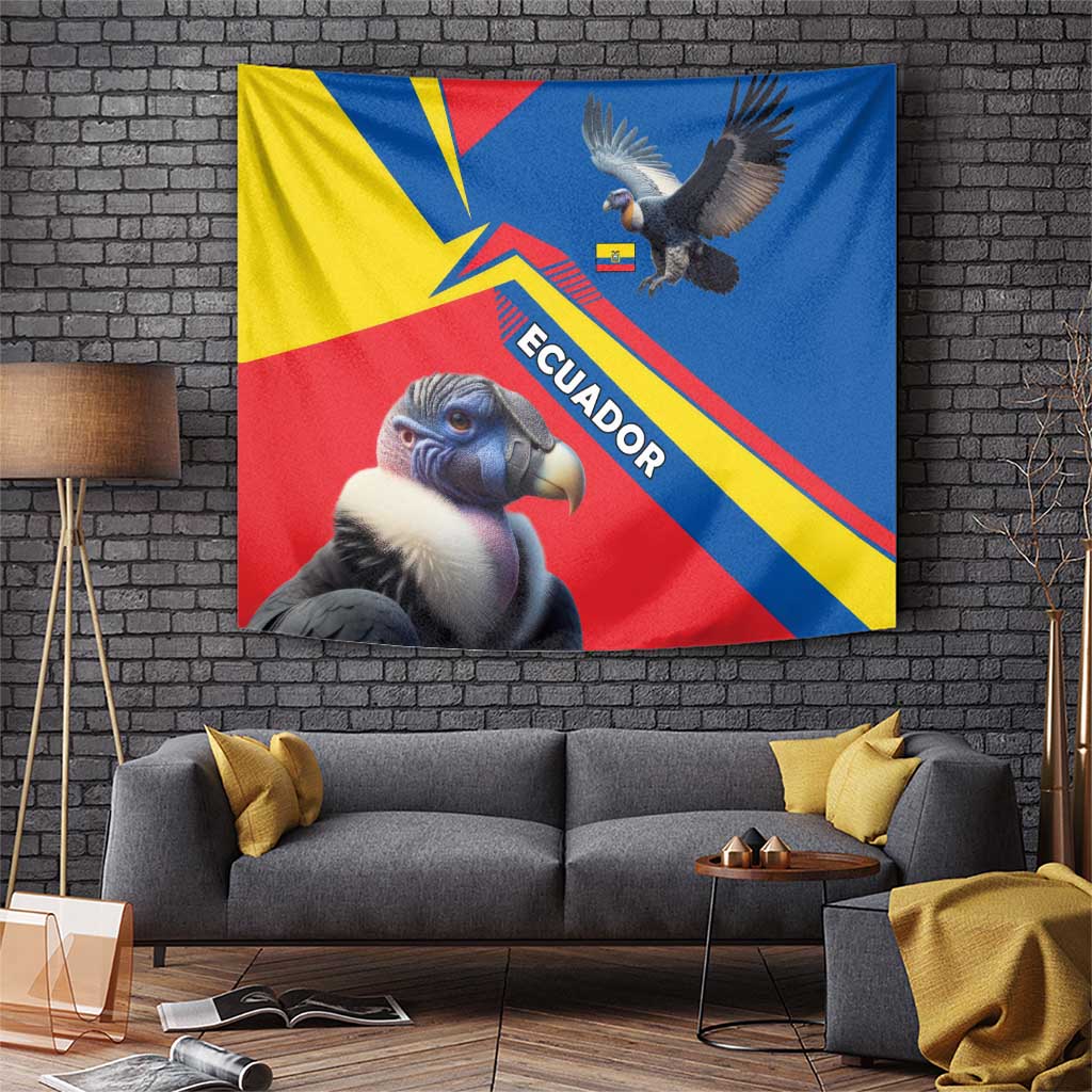 Ecuador Tapestry with Andean Condor and Chevron Stripe Design - Wonder Print Shop