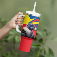 Ecuador Tumbler With Handle with Andean Condor and Chevron Stripe Design - Wonder Print Shop