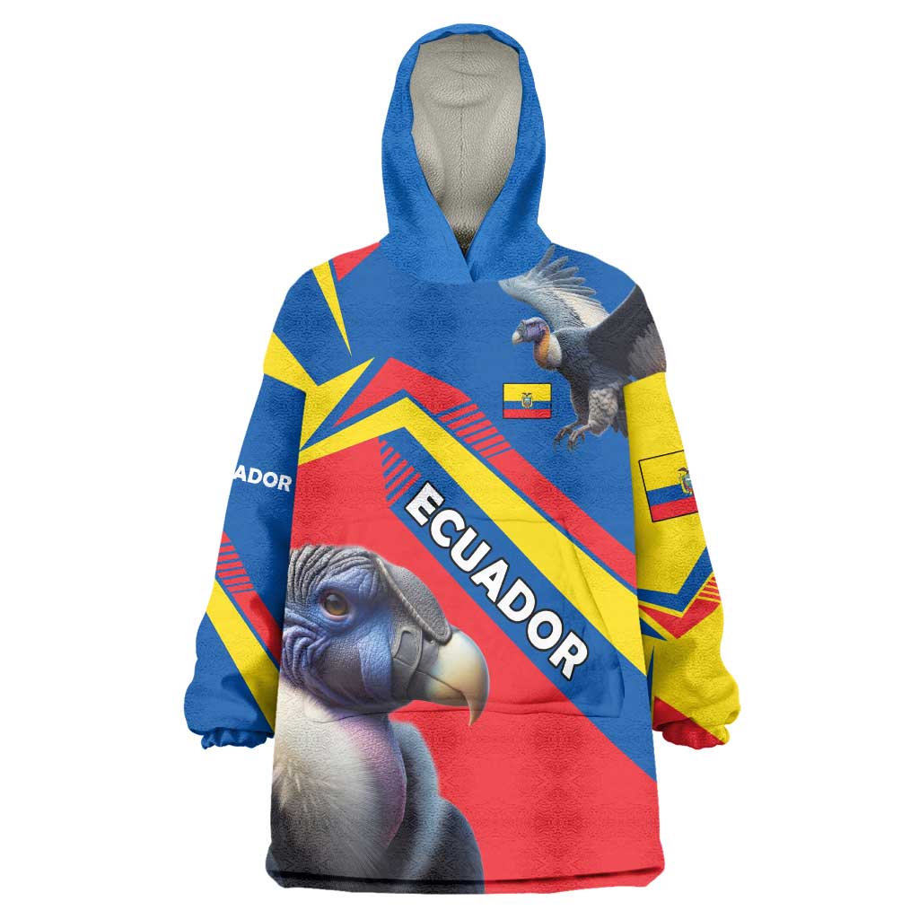 Ecuador Wearable Blanket Hoodie with Andean Condor and Chevron Stripe Design - Wonder Print Shop