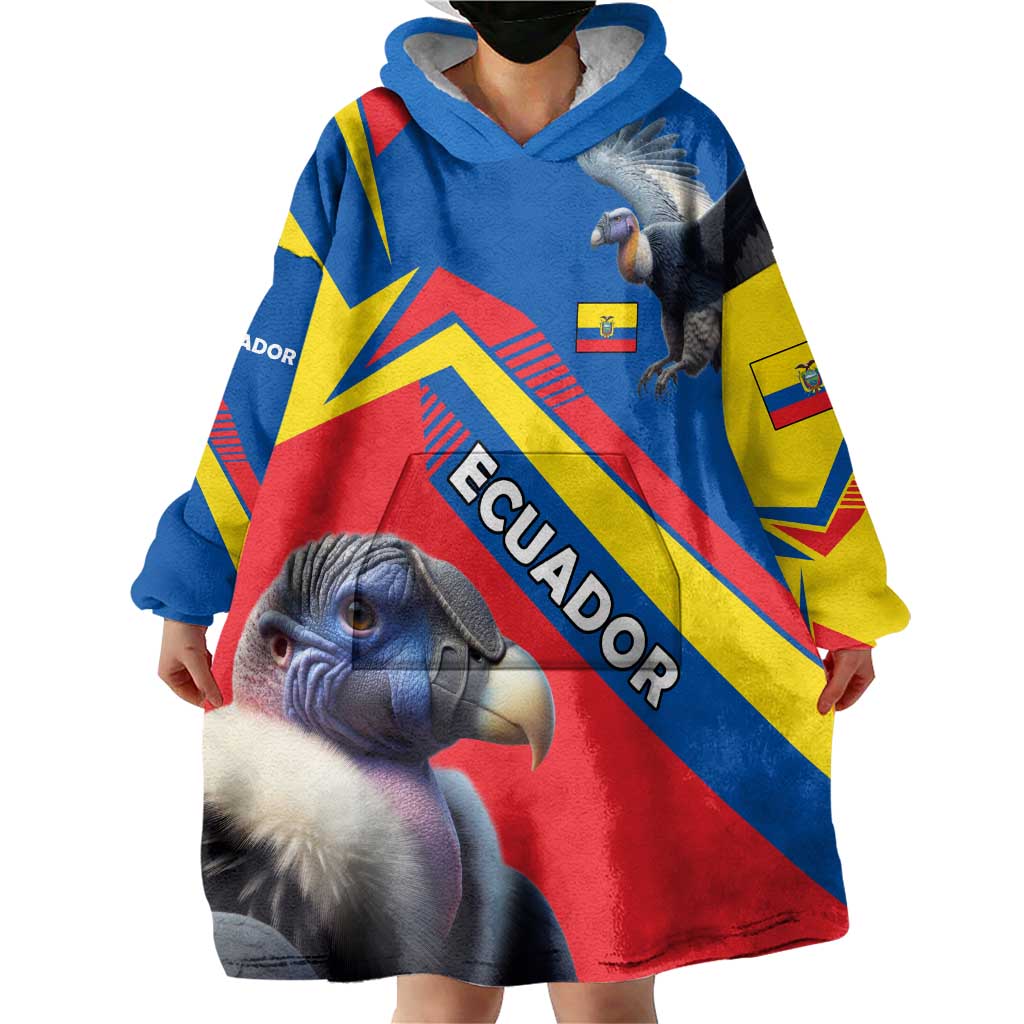 Ecuador Wearable Blanket Hoodie with Andean Condor and Chevron Stripe Design - Wonder Print Shop