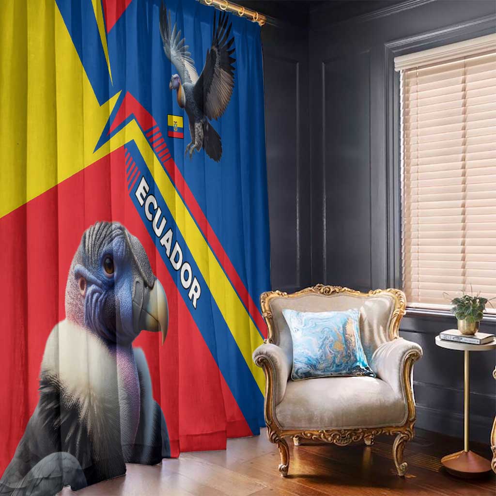 Ecuador Window Curtain with Andean Condor and Chevron Stripe Design - Wonder Print Shop