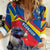 Ecuador Women Casual Shirt with Andean Condor and Chevron Stripe Design - Wonder Print Shop