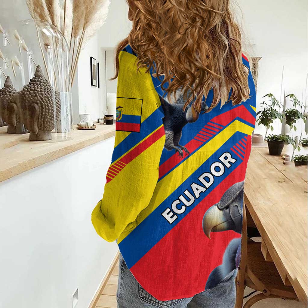 Ecuador Women Casual Shirt with Andean Condor and Chevron Stripe Design - Wonder Print Shop
