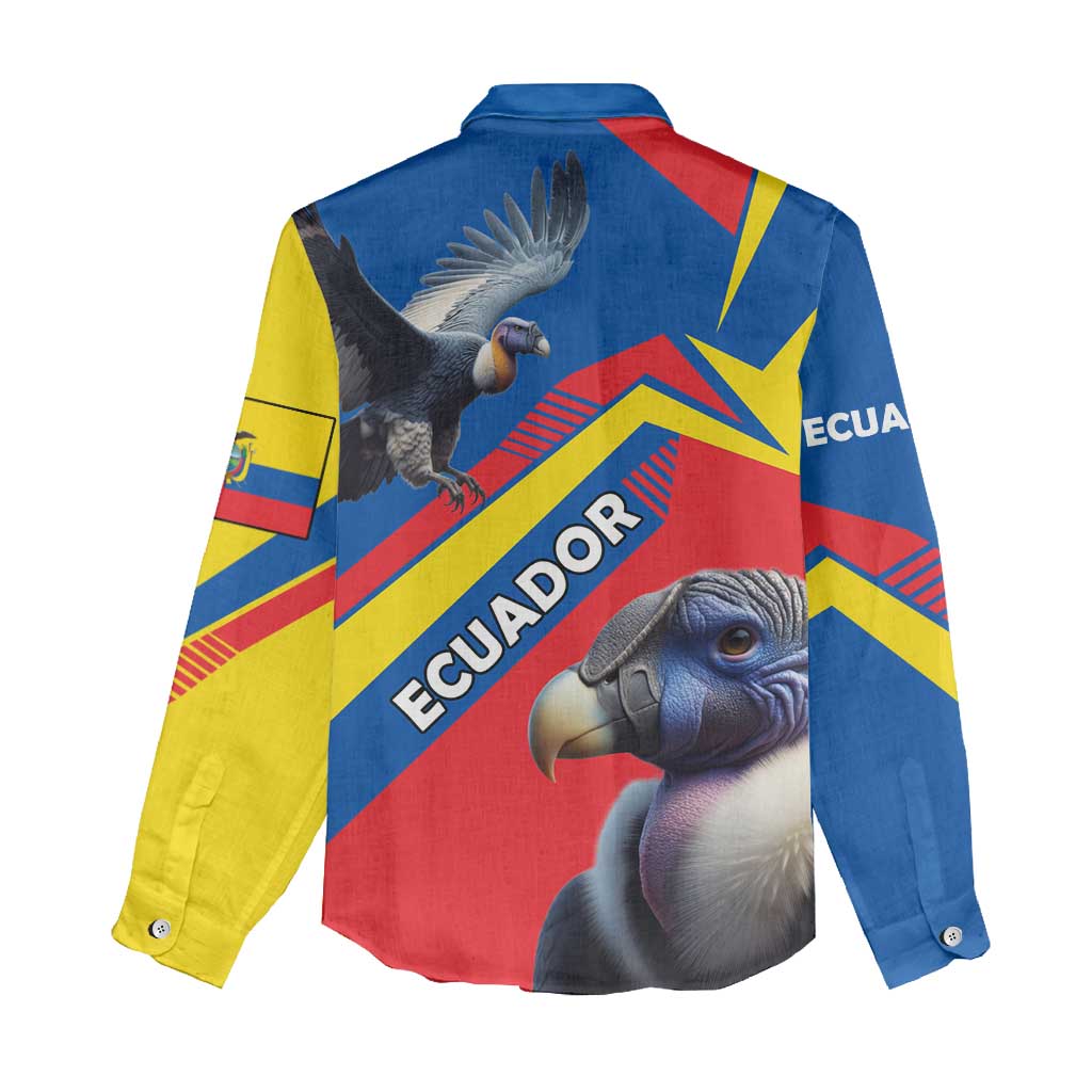 Ecuador Women Casual Shirt with Andean Condor and Chevron Stripe Design - Wonder Print Shop