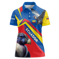 Ecuador Women Polo Shirt with Andean Condor and Chevron Stripe Design - Wonder Print Shop