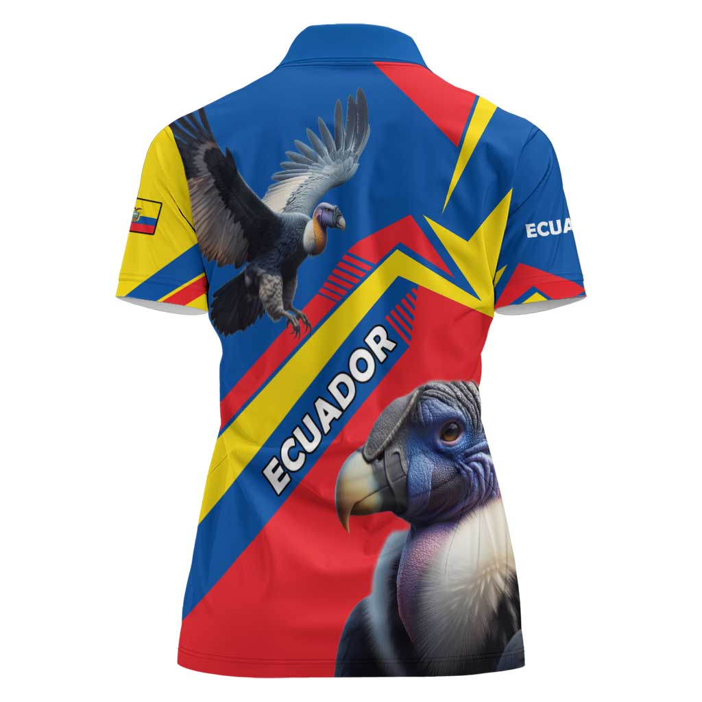 Ecuador Women Polo Shirt with Andean Condor and Chevron Stripe Design - Wonder Print Shop