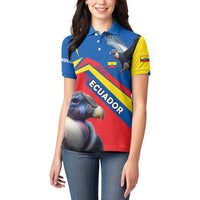Ecuador Women Polo Shirt with Andean Condor and Chevron Stripe Design - Wonder Print Shop