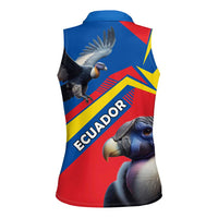 Ecuador Women Sleeveless Polo Shirt with Andean Condor and Chevron Stripe Design - Wonder Print Shop