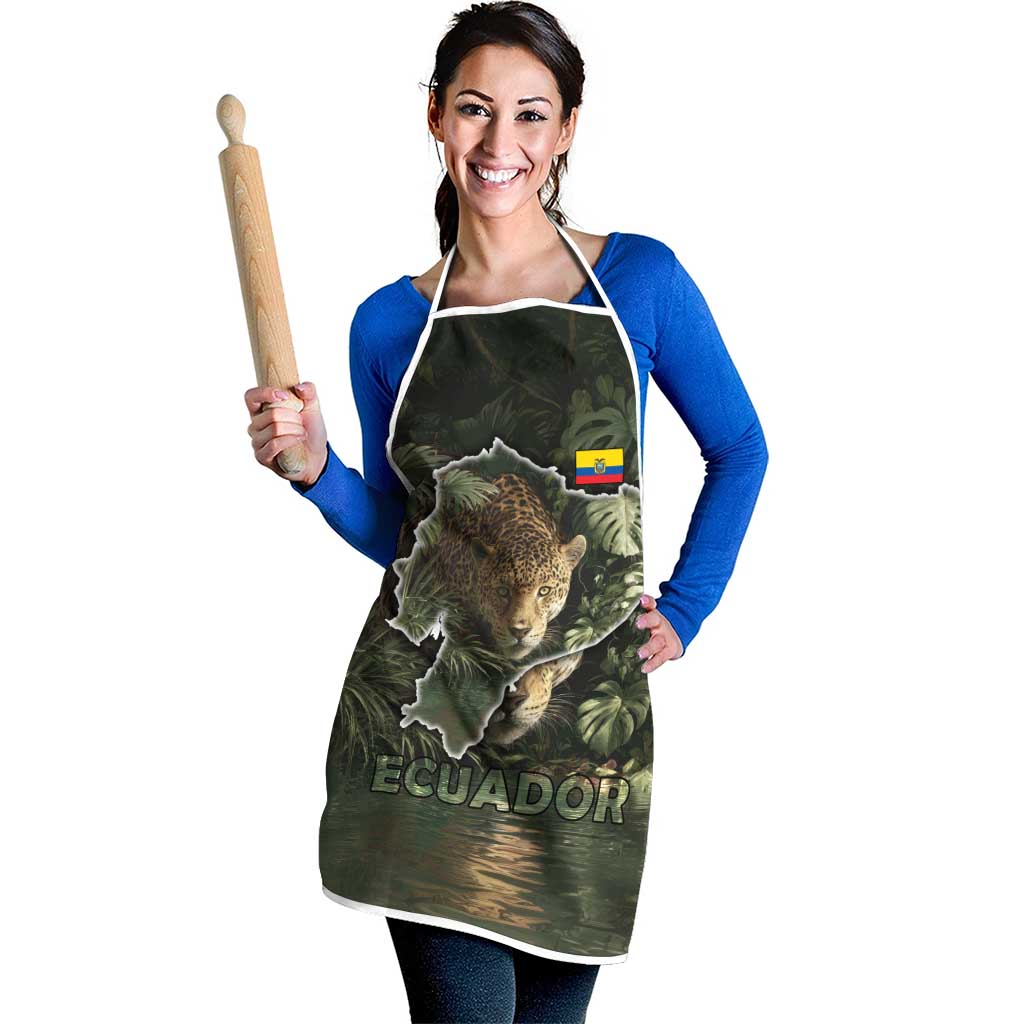 Ecuador Apron with Jaguar Rainforest Map Design - Wonder Print Shop