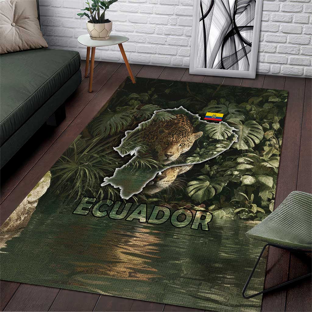 Ecuador Area Rug with Jaguar Rainforest Map Design - Wonder Print Shop