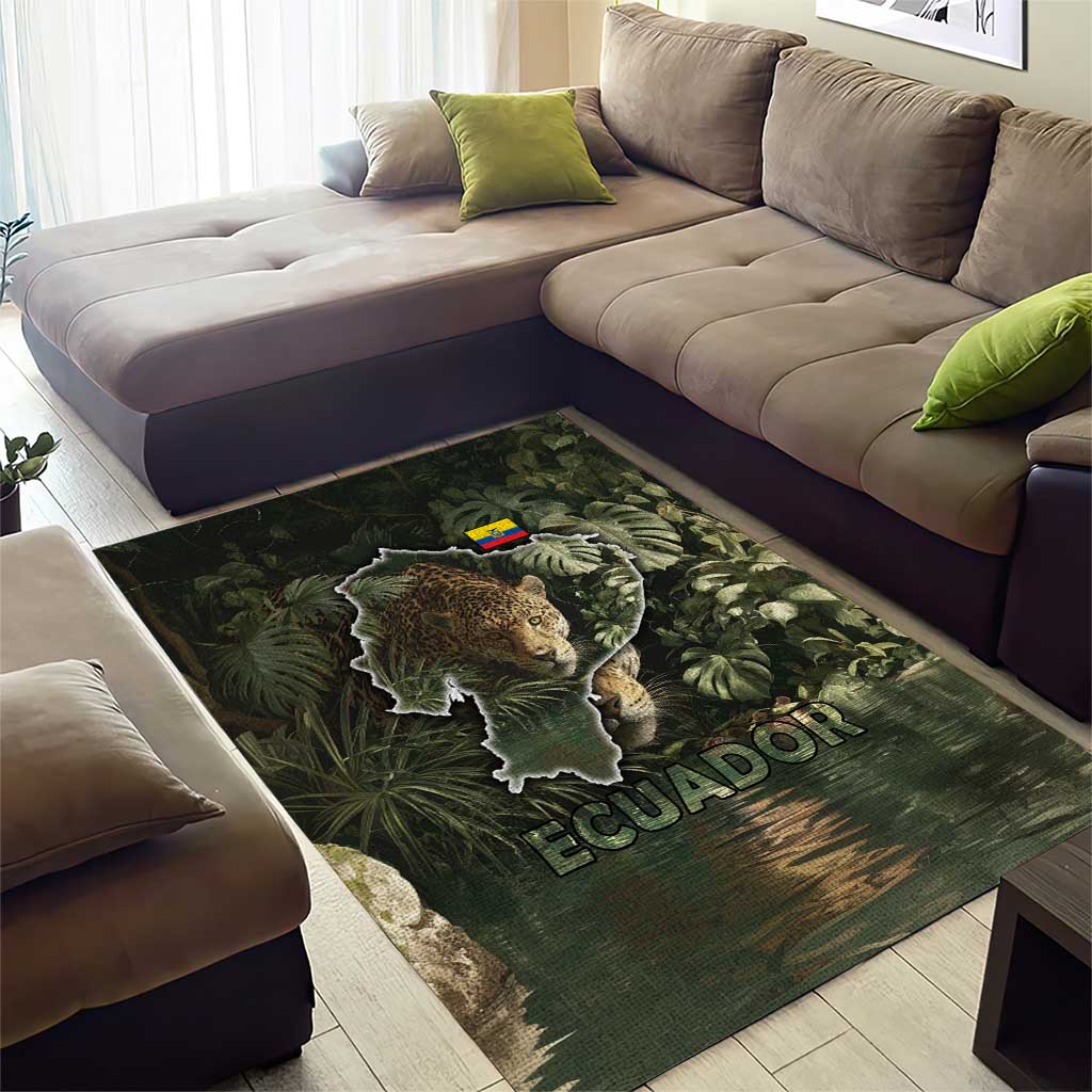 Ecuador Area Rug with Jaguar Rainforest Map Design - Wonder Print Shop