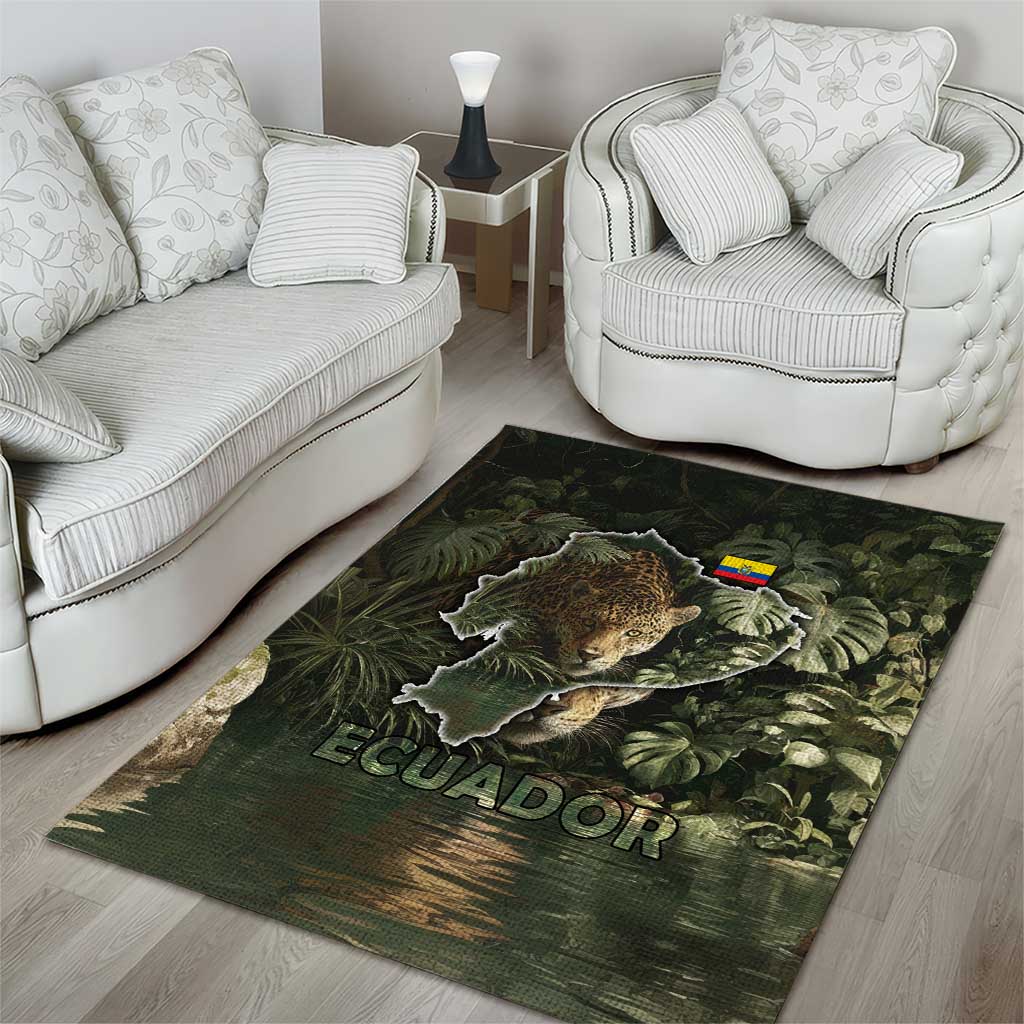 Ecuador Area Rug with Jaguar Rainforest Map Design - Wonder Print Shop