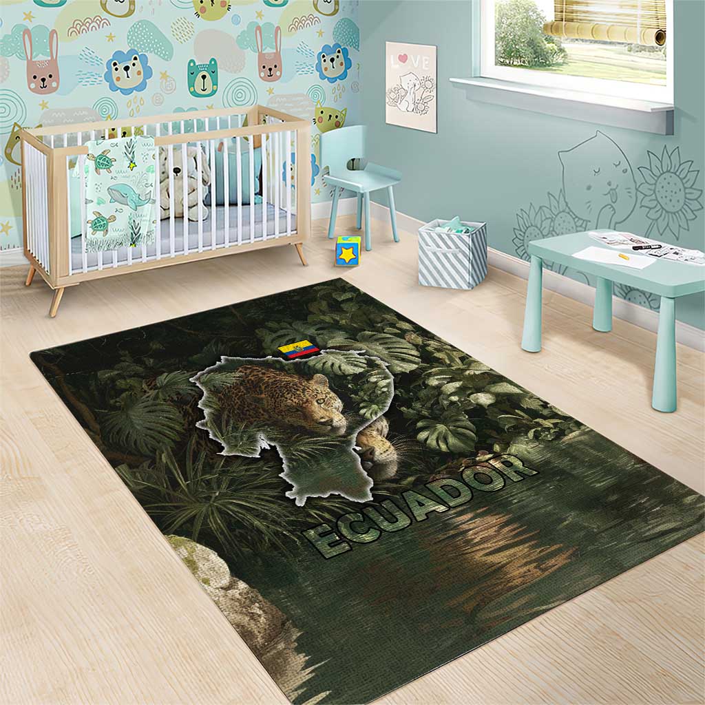 Ecuador Area Rug with Jaguar Rainforest Map Design - Wonder Print Shop