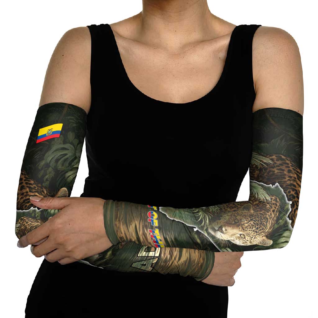 Ecuador Arm Sleeves with Jaguar Rainforest Map Design - Wonder Print Shop