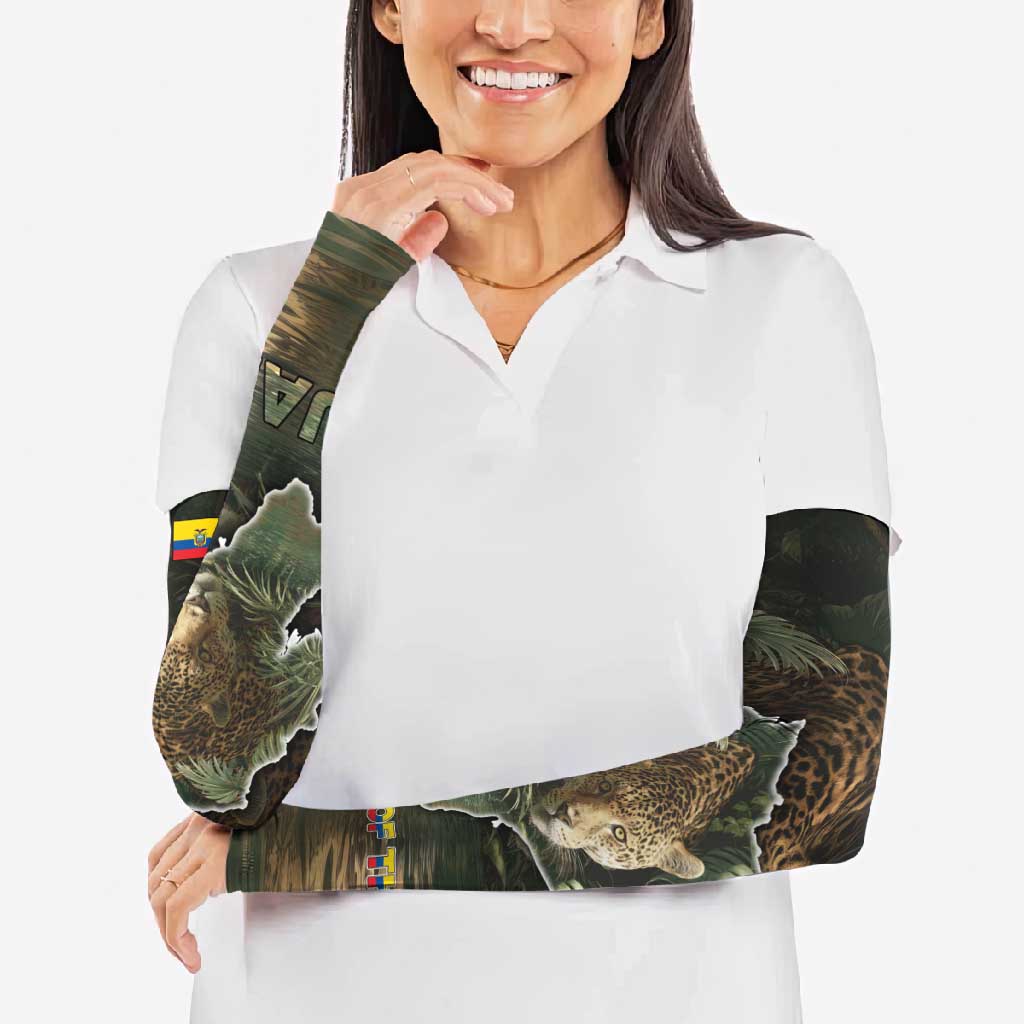 Ecuador Arm Sleeves with Jaguar Rainforest Map Design - Wonder Print Shop