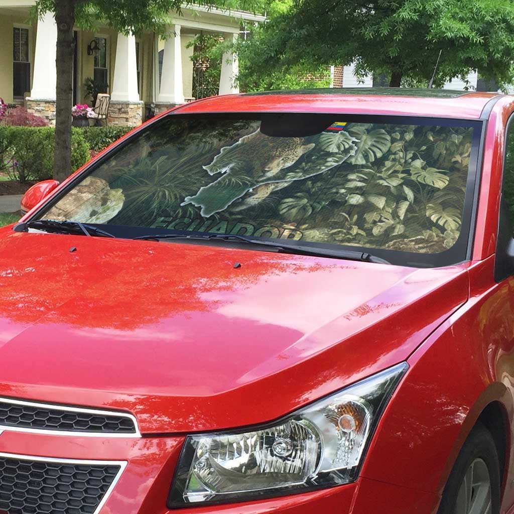 Ecuador Auto Sun Shade with Jaguar Rainforest Map Design - Wonder Print Shop