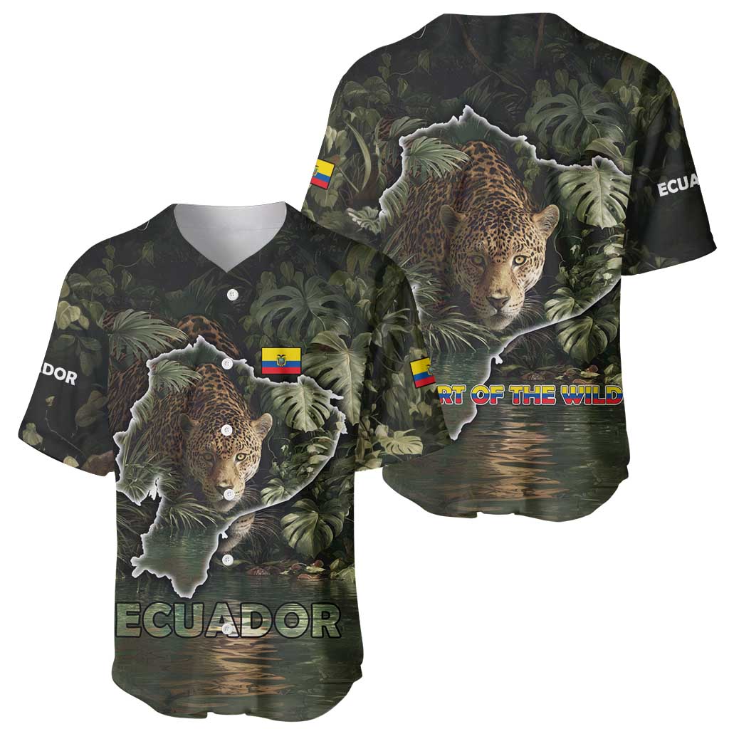 Ecuador Baseball Jersey with Jaguar Rainforest Map Design - Wonder Print Shop