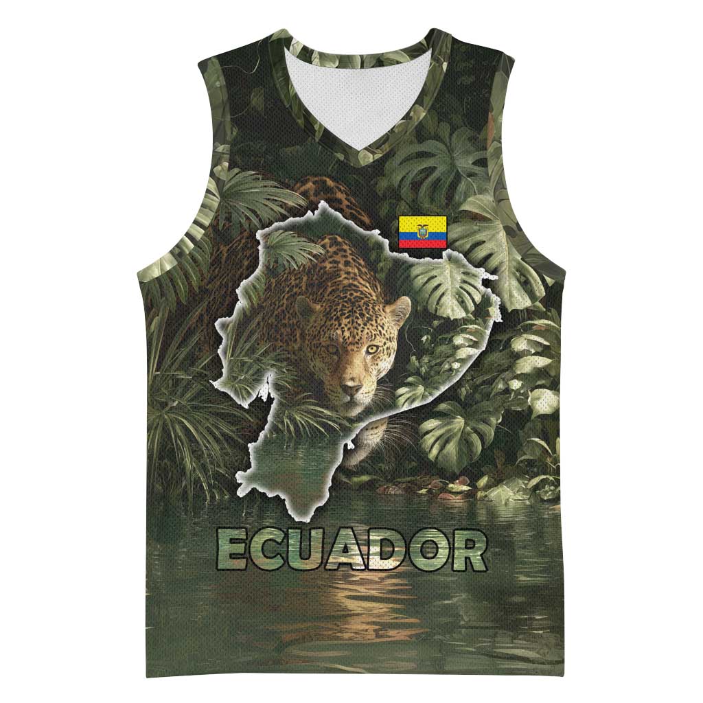 Ecuador Basketball Jersey with Jaguar Rainforest Map Design - Wonder Print Shop