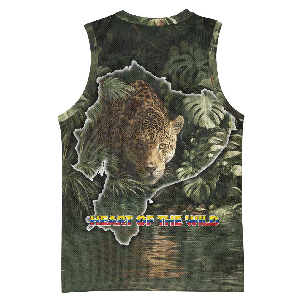 Ecuador Basketball Jersey with Jaguar Rainforest Map Design - Wonder Print Shop
