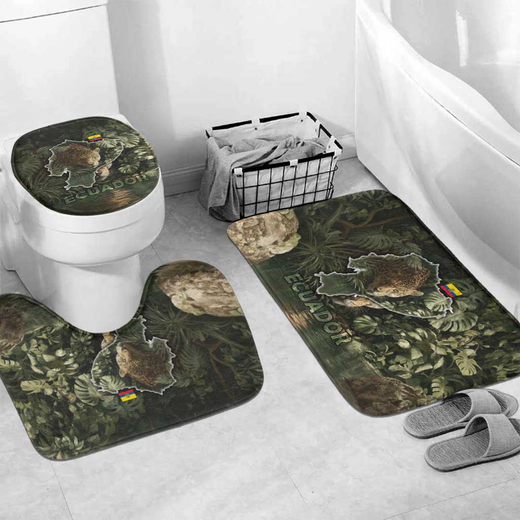 Ecuador Bathroom Set with Jaguar Rainforest Map Design - Wonder Print Shop
