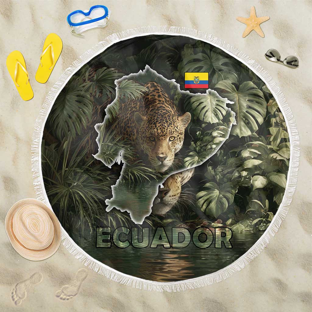 Ecuador Beach Blanket with Jaguar Rainforest Map Design - Wonder Print Shop