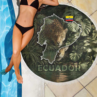 Ecuador Beach Blanket with Jaguar Rainforest Map Design - Wonder Print Shop