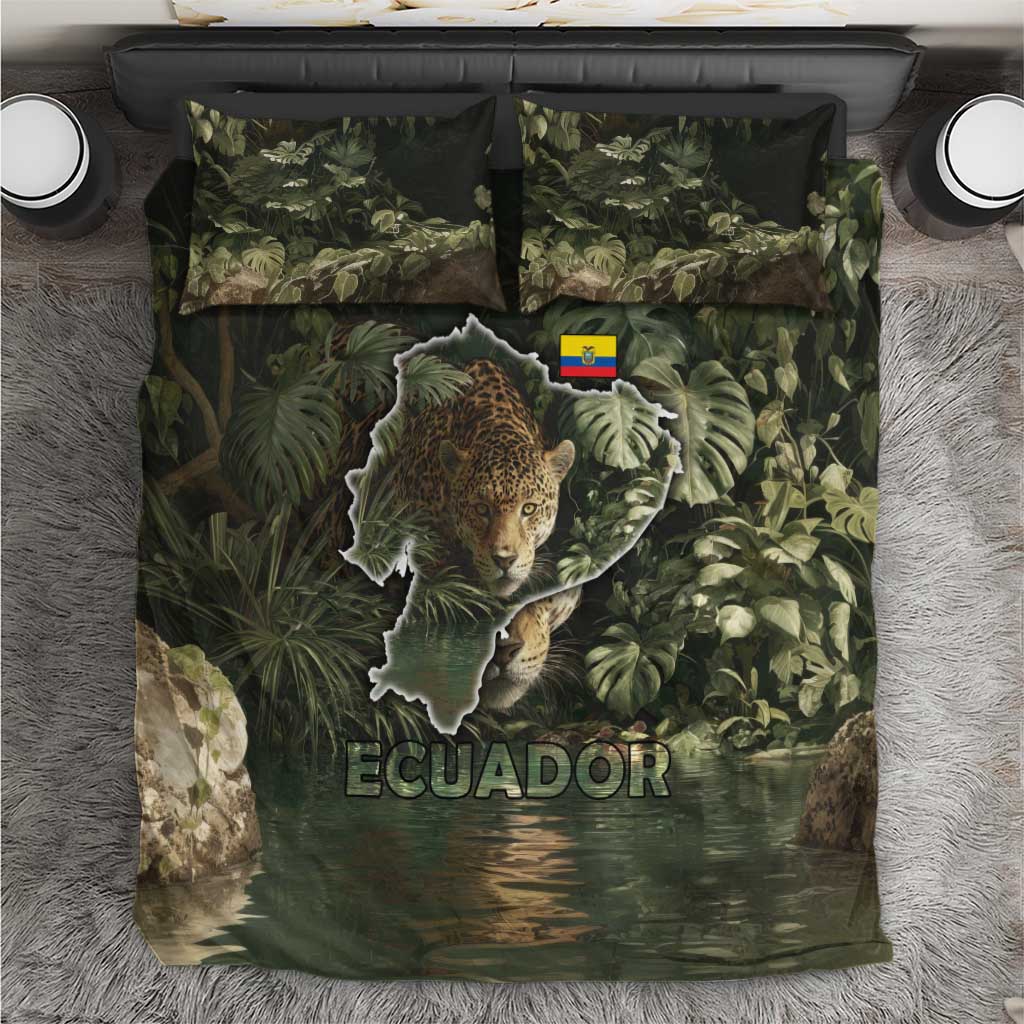 Ecuador Bedding Set with Jaguar Rainforest Map Design - Wonder Print Shop
