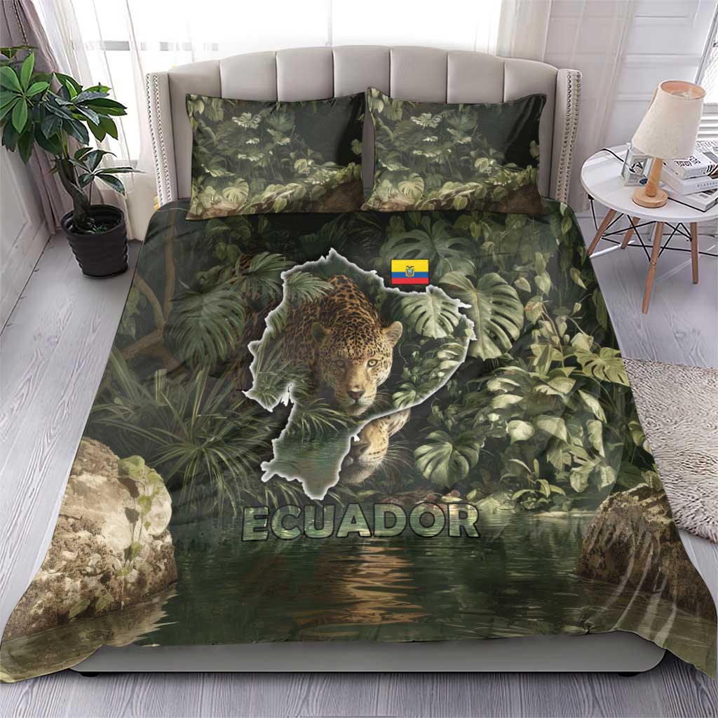 Ecuador Bedding Set with Jaguar Rainforest Map Design - Wonder Print Shop