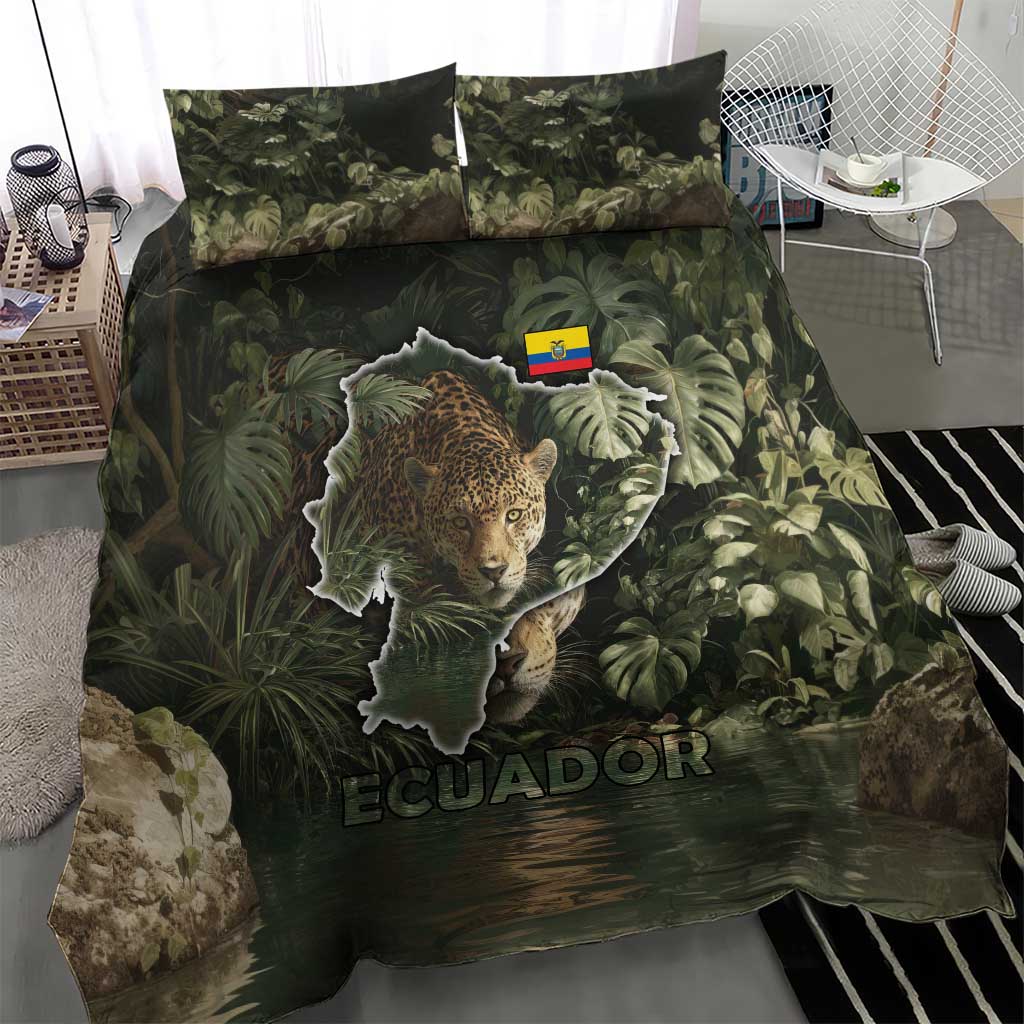 Ecuador Bedding Set with Jaguar Rainforest Map Design - Wonder Print Shop