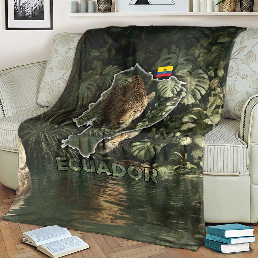 Ecuador Blanket with Jaguar Rainforest Map Design - Wonder Print Shop