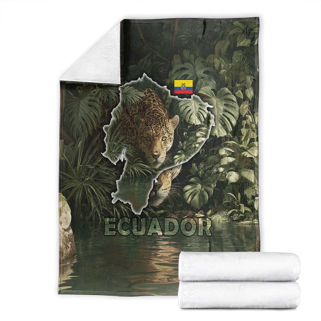 Ecuador Blanket with Jaguar Rainforest Map Design - Wonder Print Shop