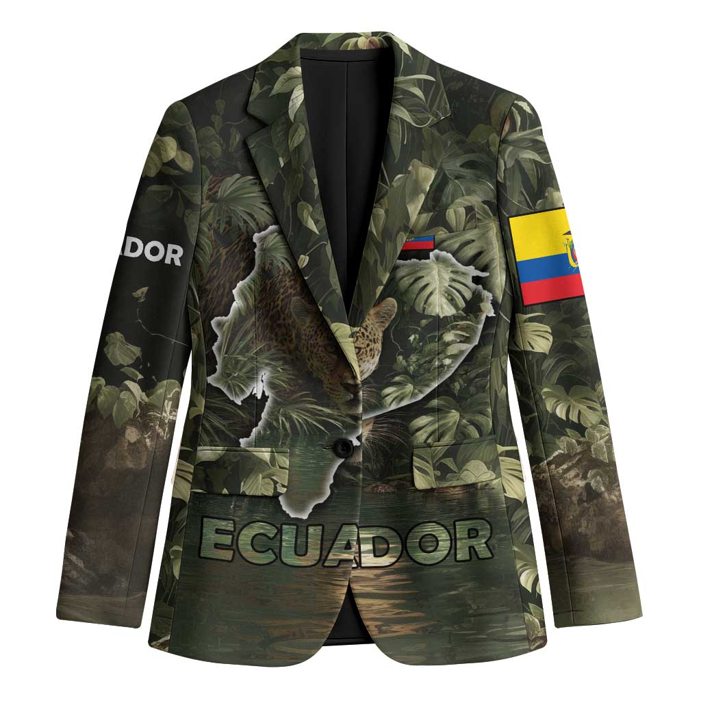 Ecuador Blazer with Jaguar Rainforest Map Design - Wonder Print Shop