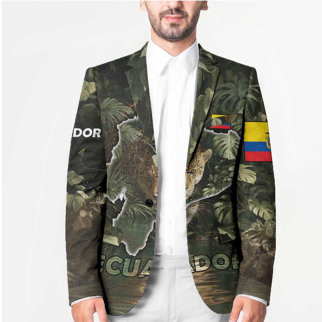 Ecuador Blazer with Jaguar Rainforest Map Design - Wonder Print Shop