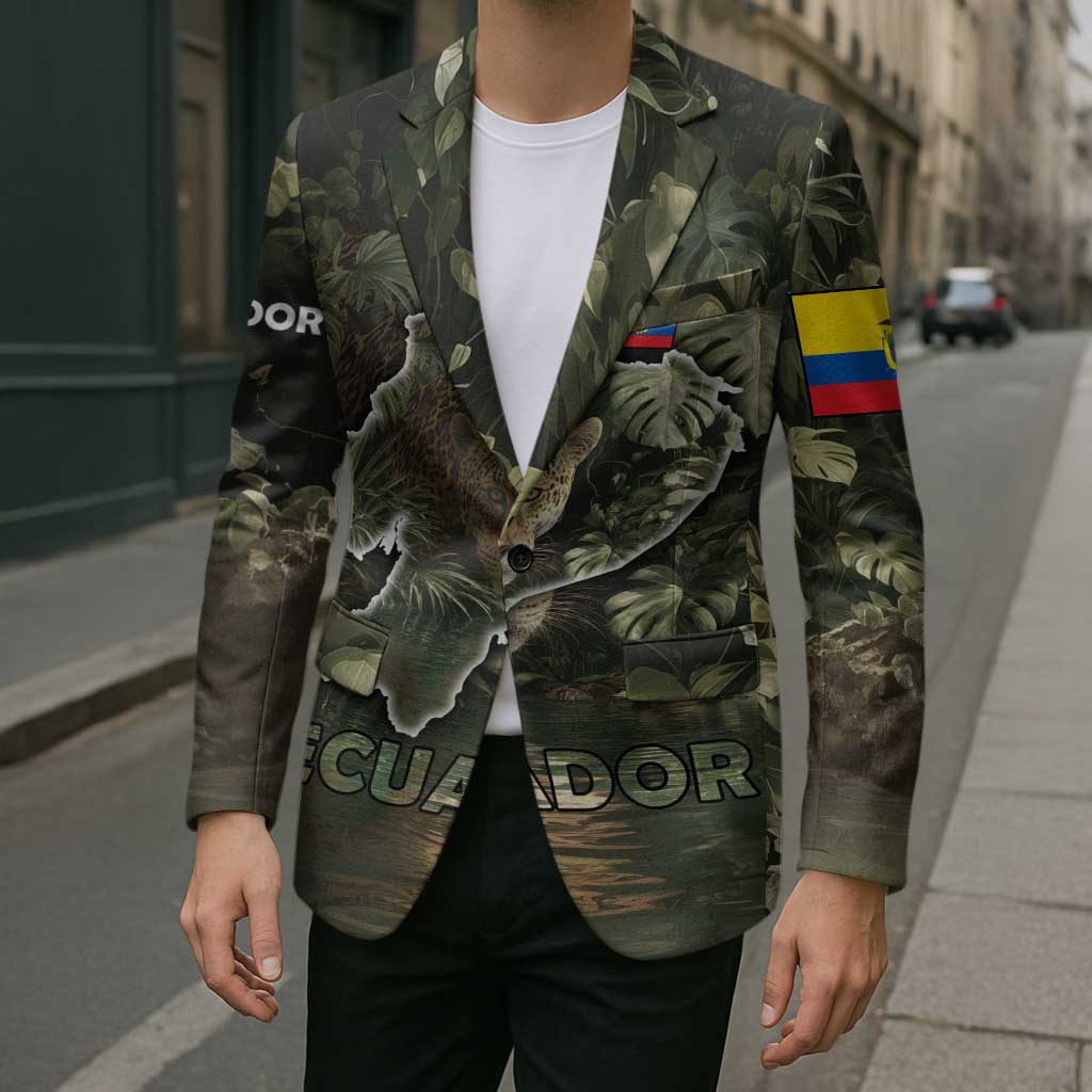 Ecuador Blazer with Jaguar Rainforest Map Design - Wonder Print Shop