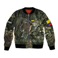 Ecuador Bomber Jacket with Jaguar Rainforest Map Design - Wonder Print Shop