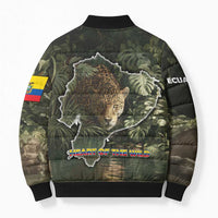 Ecuador Bomber Puffer Jacket with Jaguar Rainforest Map Design - Wonder Print Shop