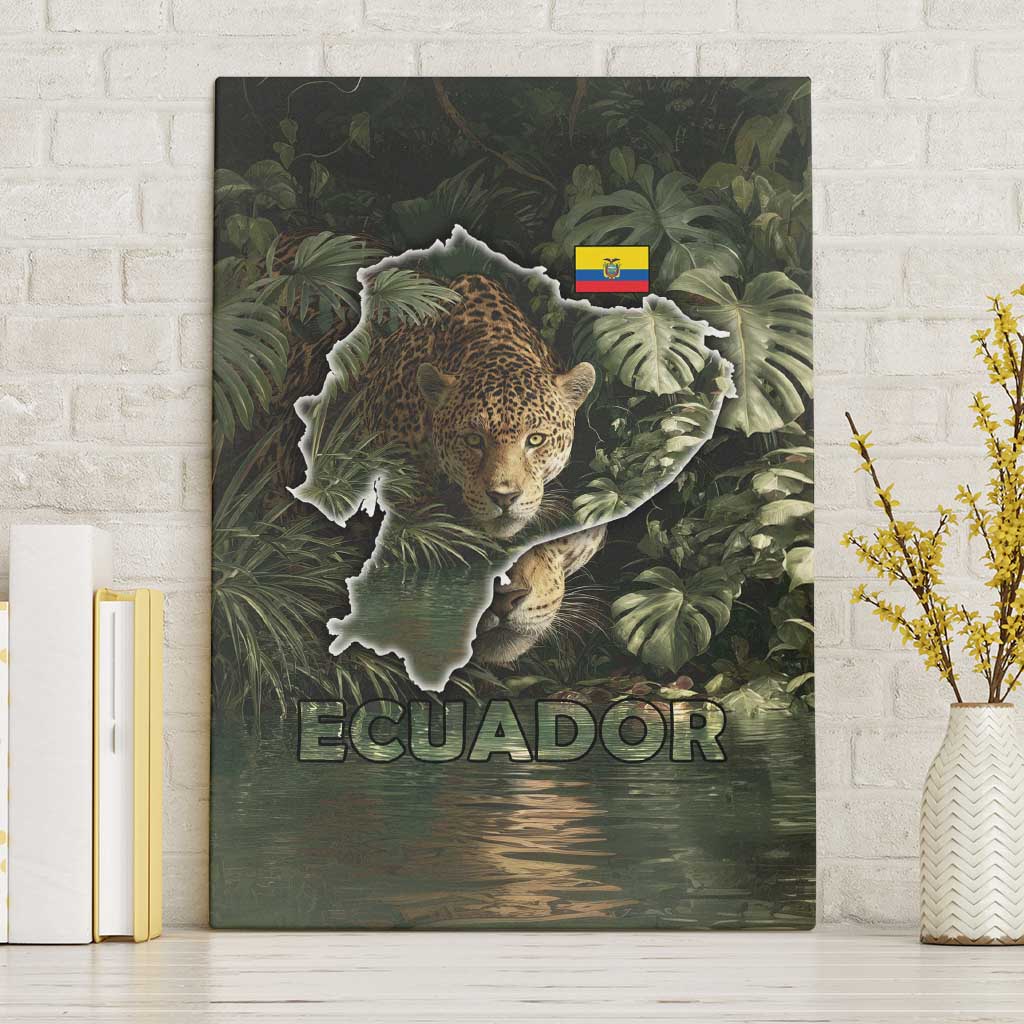 Ecuador Canvas Wall Art with Jaguar Rainforest Map Design - Wonder Print Shop