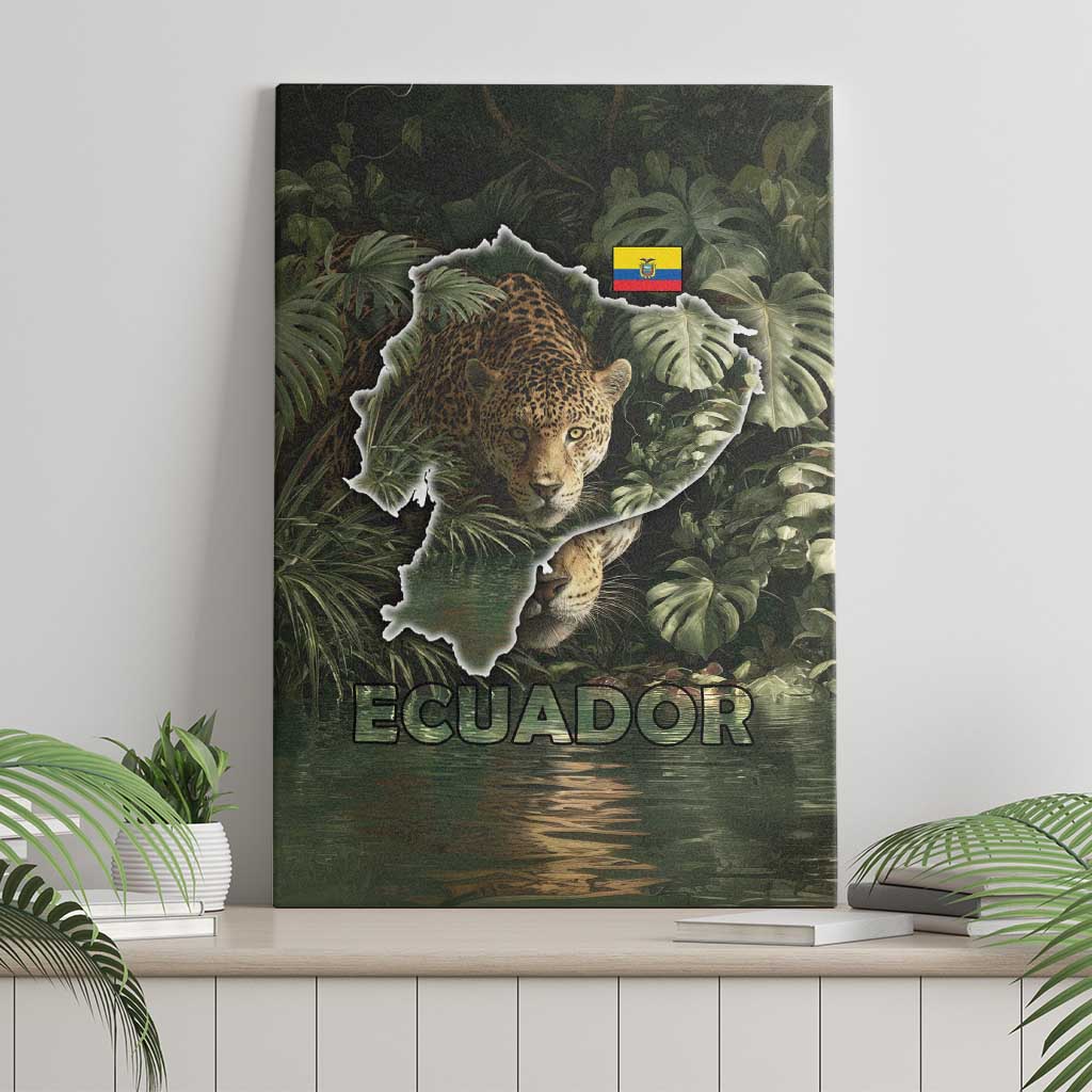 Ecuador Canvas Wall Art with Jaguar Rainforest Map Design - Wonder Print Shop
