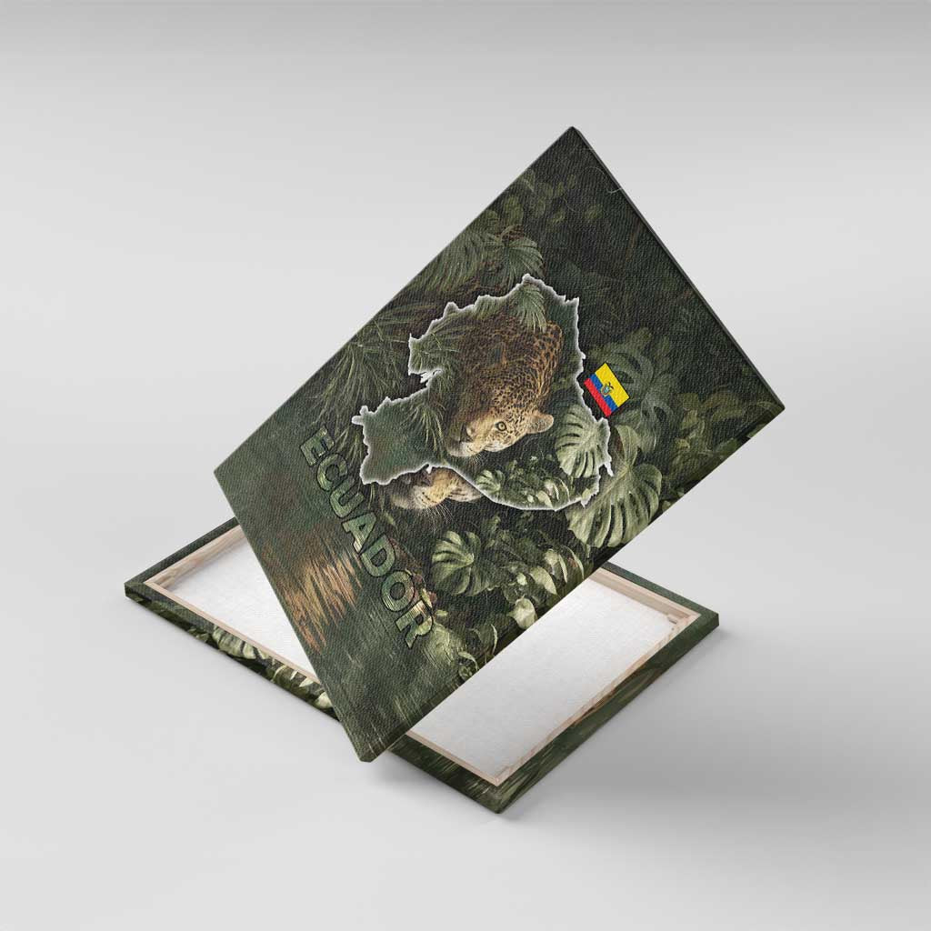 Ecuador Canvas Wall Art with Jaguar Rainforest Map Design - Wonder Print Shop