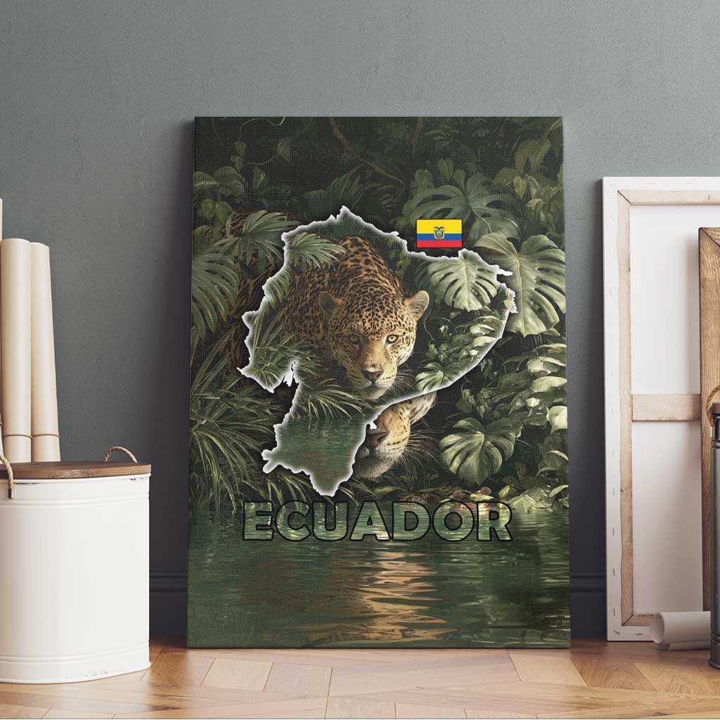 Ecuador Canvas Wall Art with Jaguar Rainforest Map Design - Wonder Print Shop