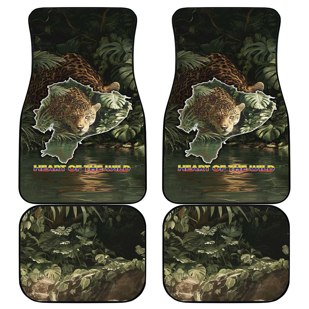 Ecuador Car Mats with Jaguar Rainforest Map Design - Wonder Print Shop