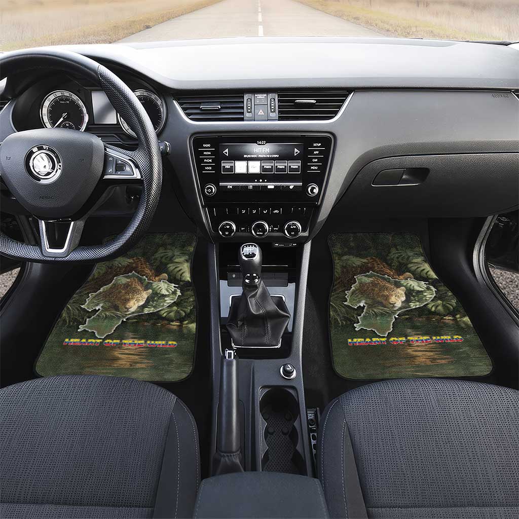Ecuador Car Mats with Jaguar Rainforest Map Design - Wonder Print Shop