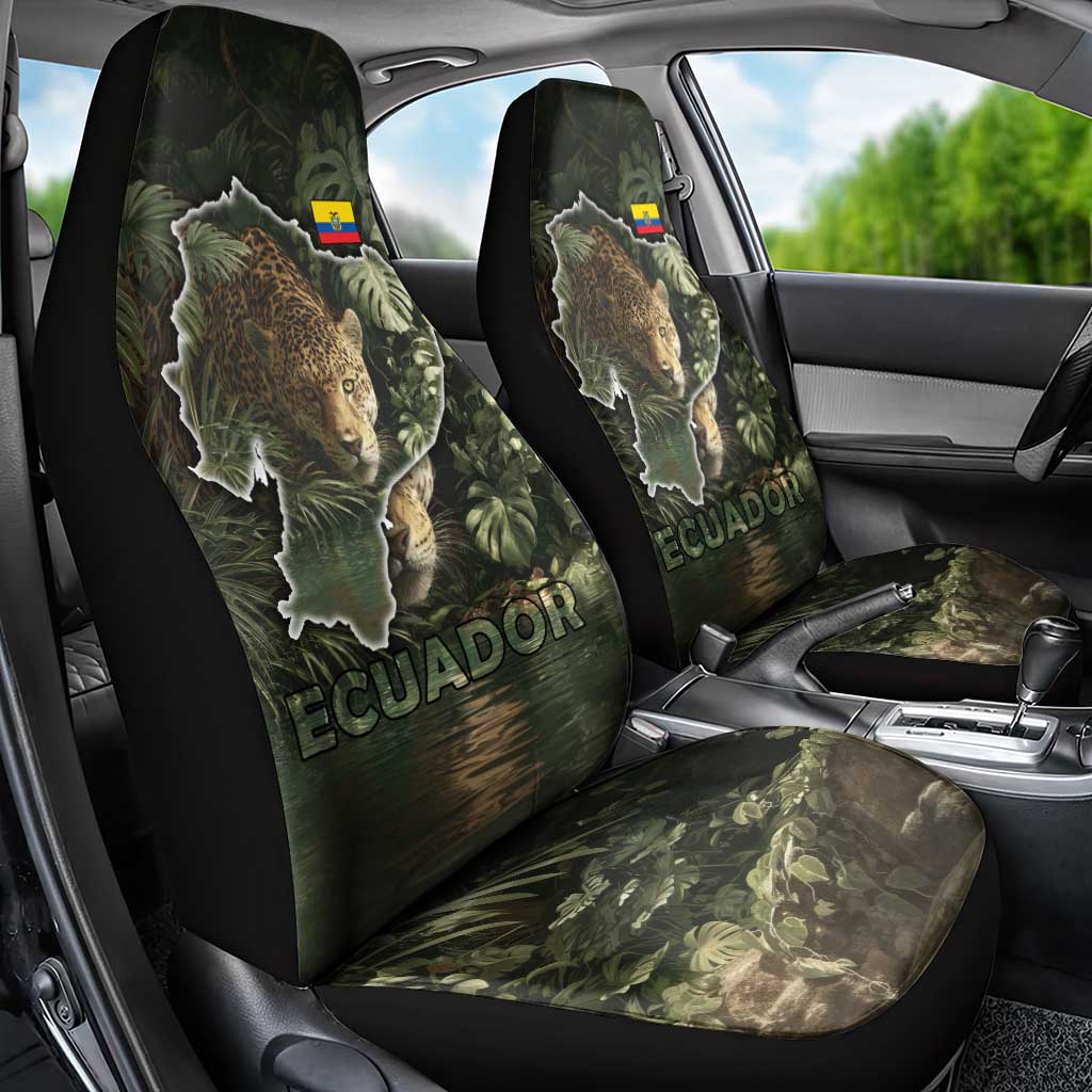 Ecuador Car Seat Cover with Jaguar Rainforest Map Design - Wonder Print Shop