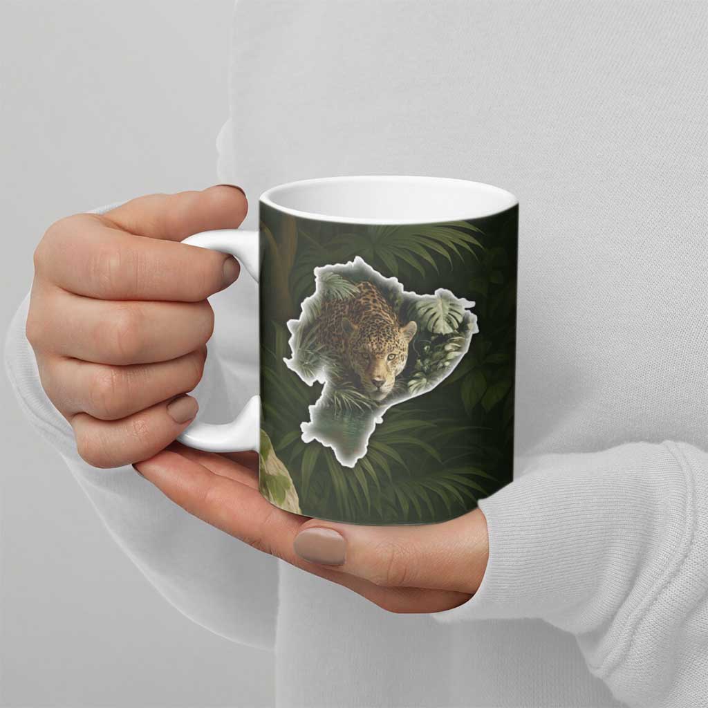 Ecuador Ceramic Mug with Jaguar Rainforest Map Design - Wonder Print Shop