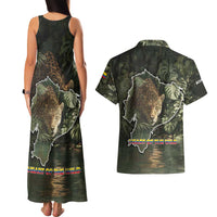 Ecuador Couples Matching Tank Maxi Dress and Hawaiian Shirt with Jaguar Rainforest Map Design - Wonder Print Shop