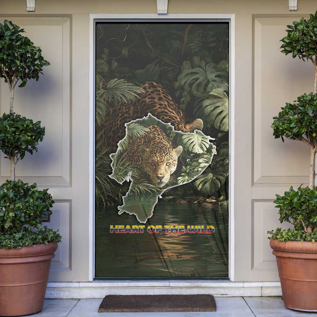 Ecuador Door Cover with Jaguar Rainforest Map Design - Wonder Print Shop