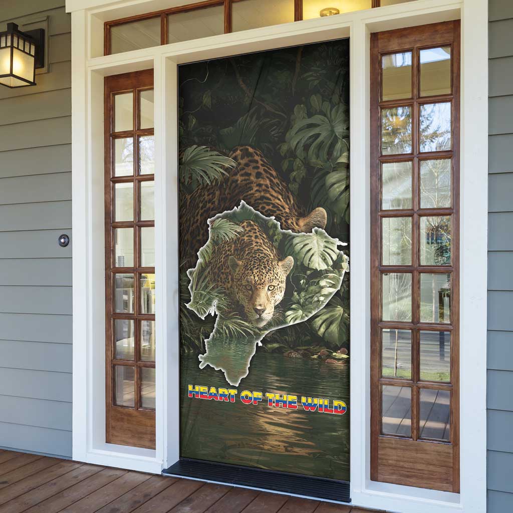 Ecuador Door Cover with Jaguar Rainforest Map Design - Wonder Print Shop