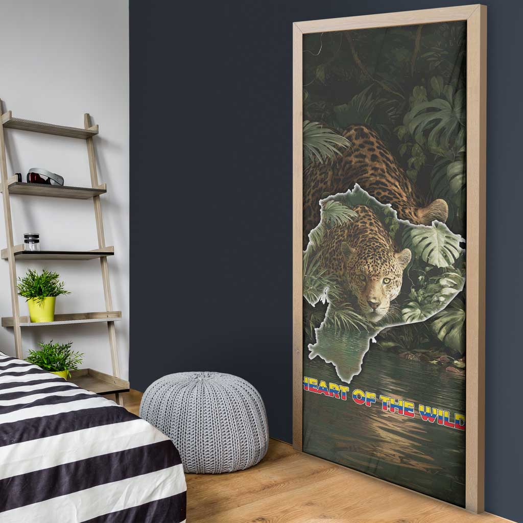 Ecuador Door Cover with Jaguar Rainforest Map Design - Wonder Print Shop
